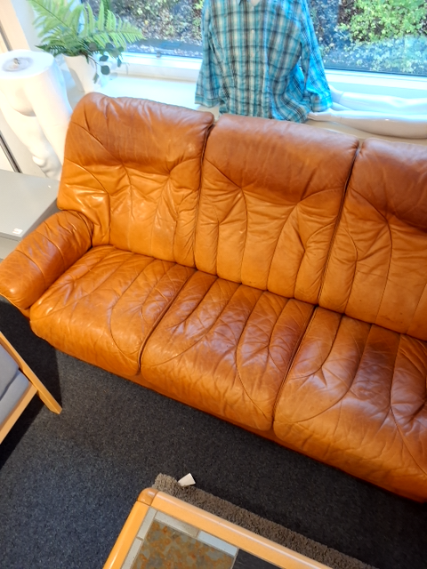 Brun lædersofa
